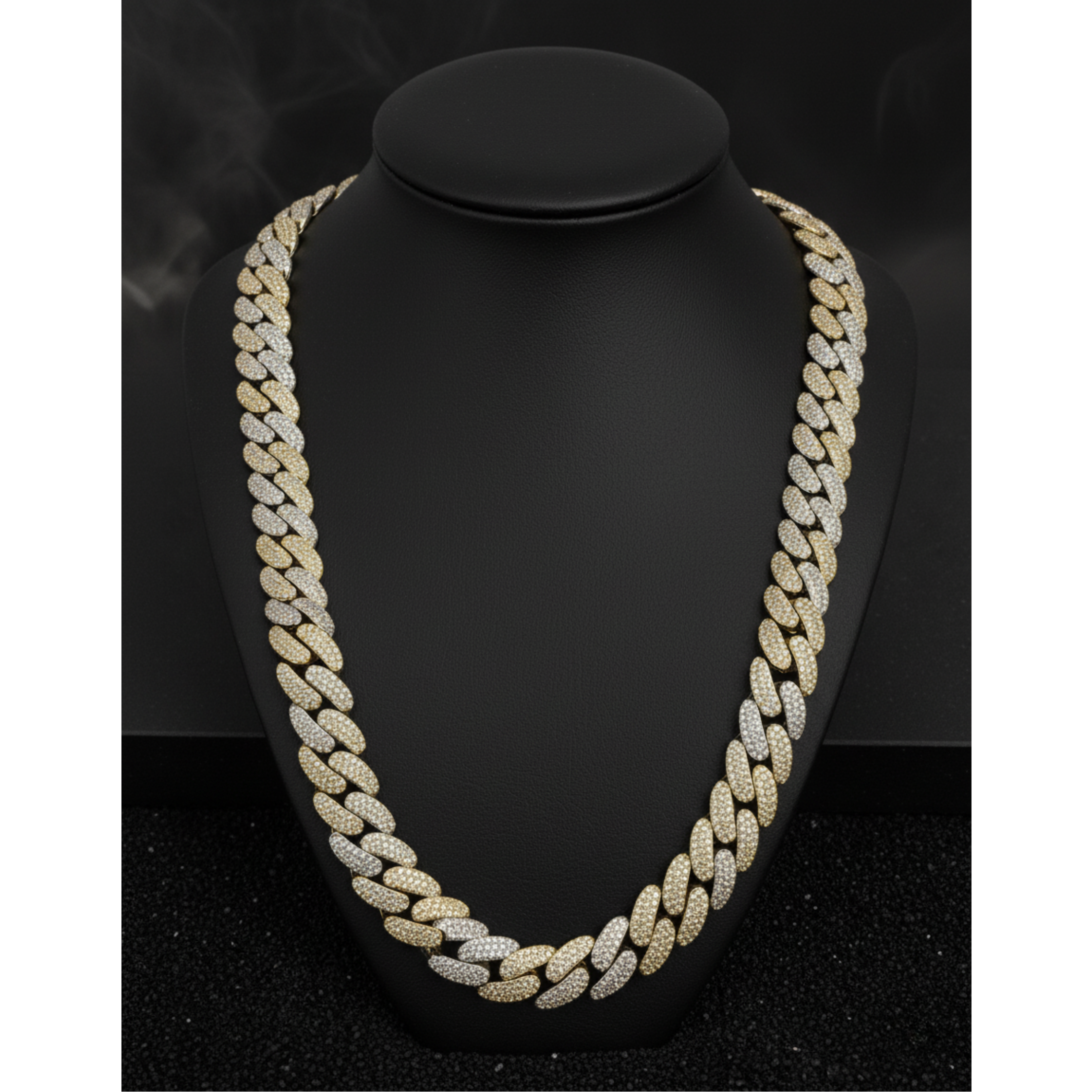 Round Cuban Duo Tone Mens Chains