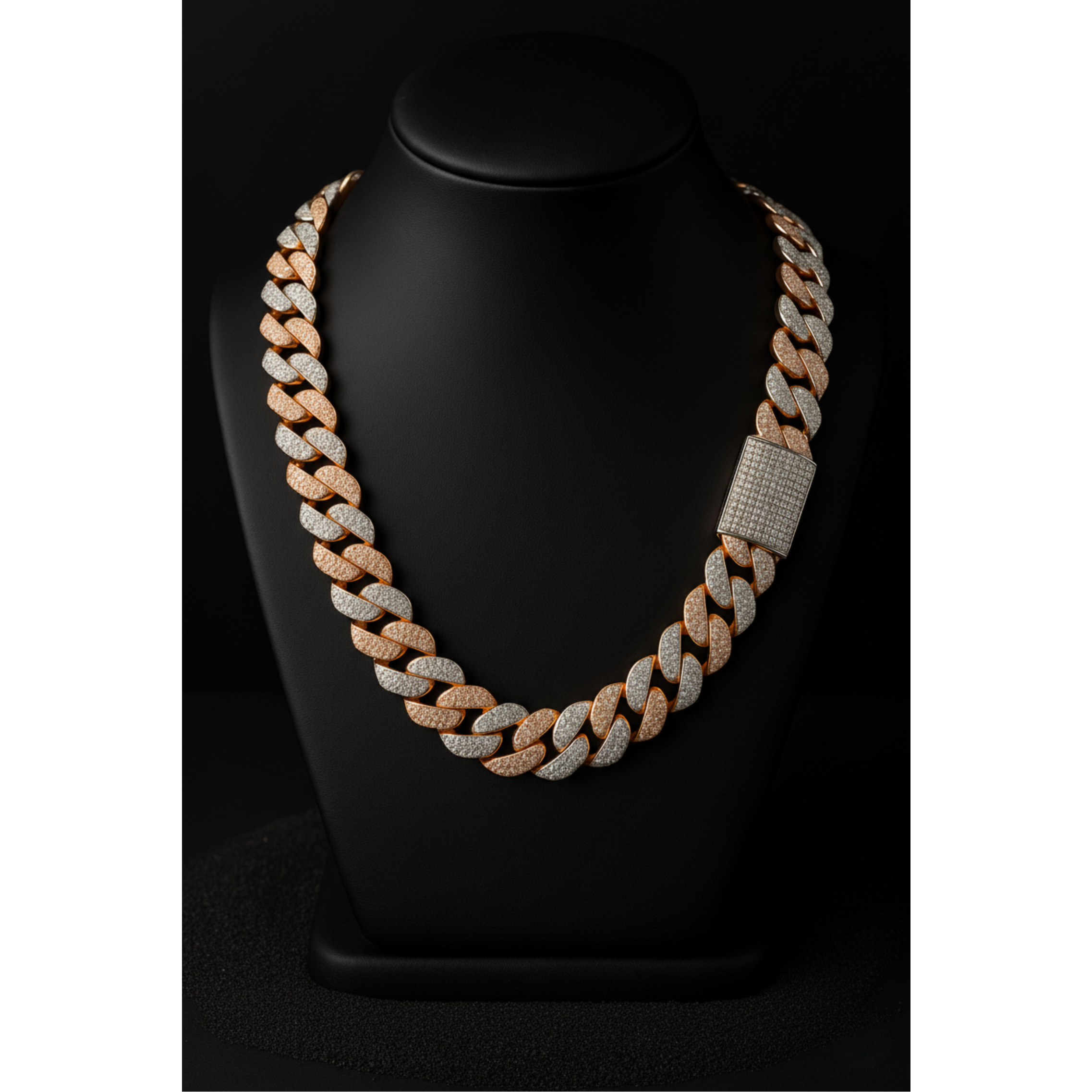 Round Cuban Duo Tone Mens Chains