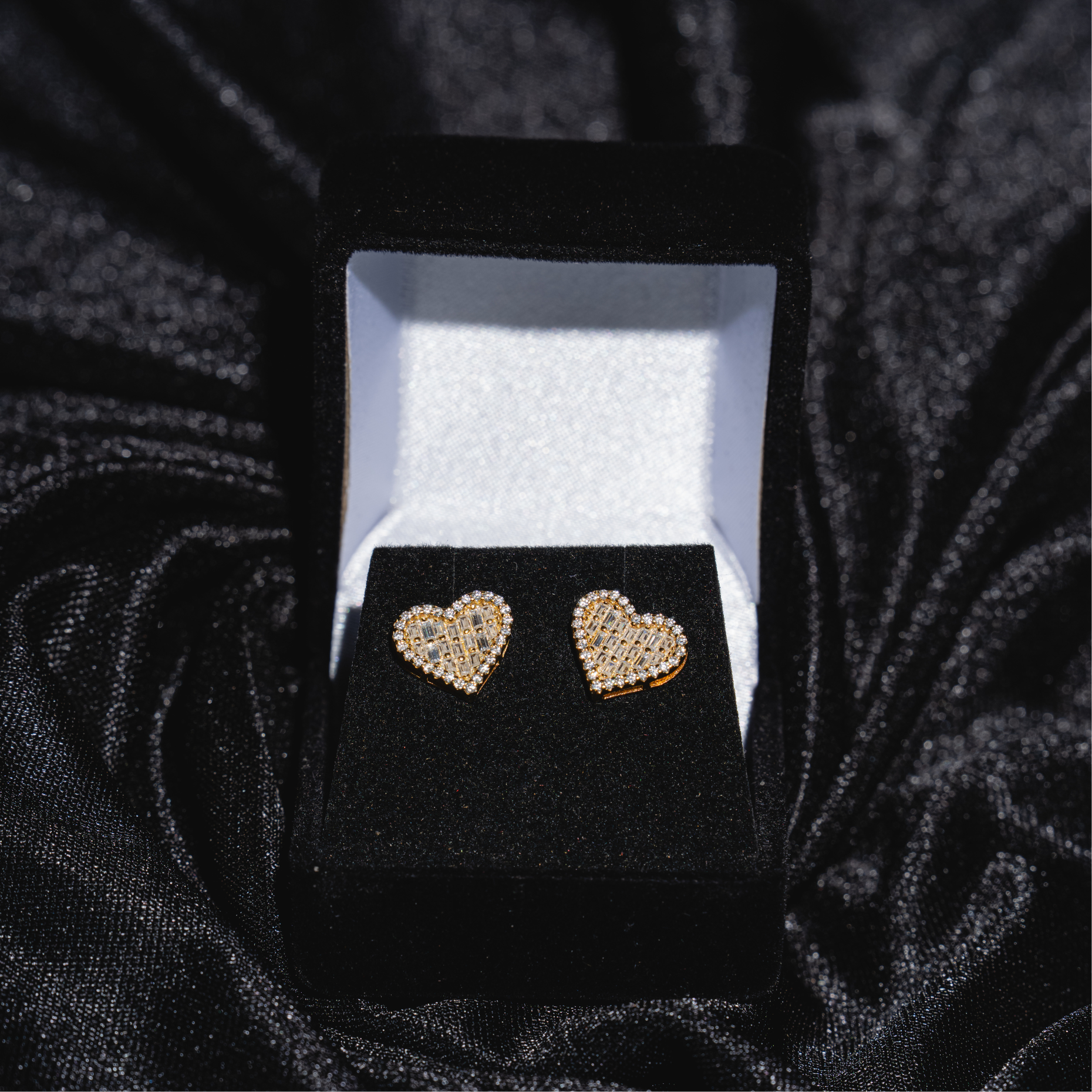 Heart Earrings With Baguette