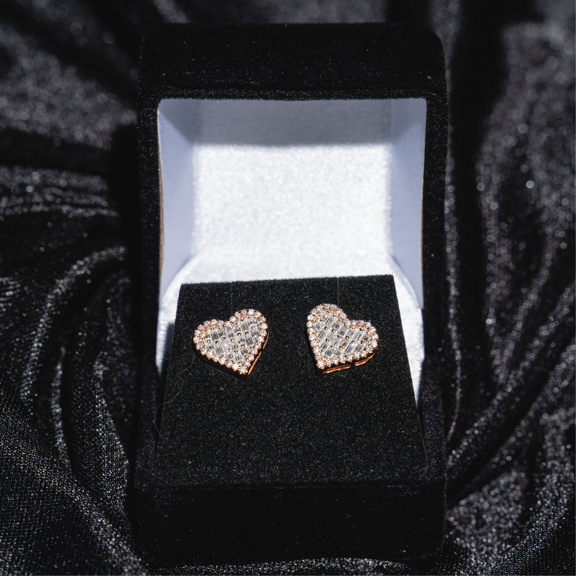 Heart Earrings With Baguette