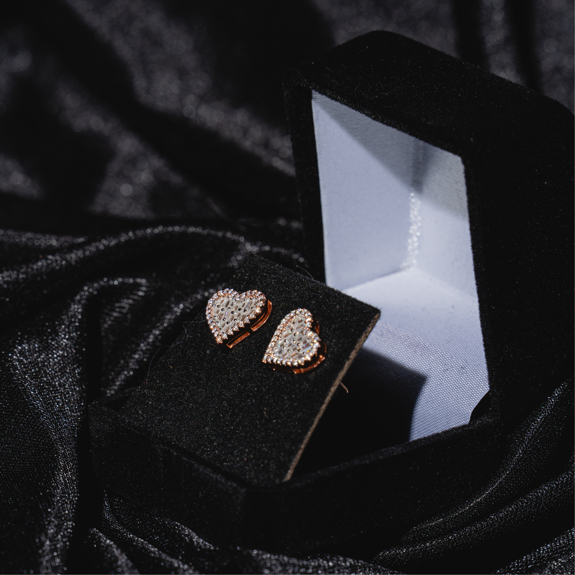 Heart Earrings With Baguette