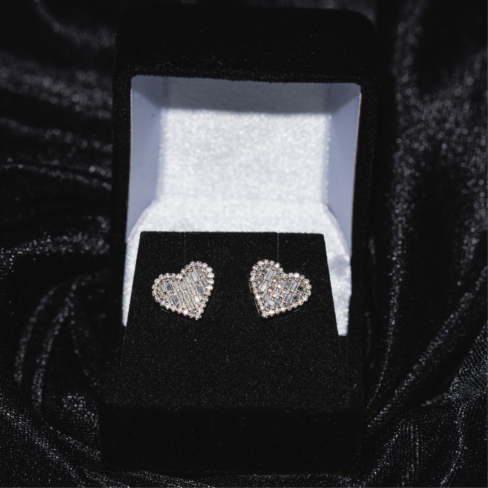 Heart Earrings With Baguette