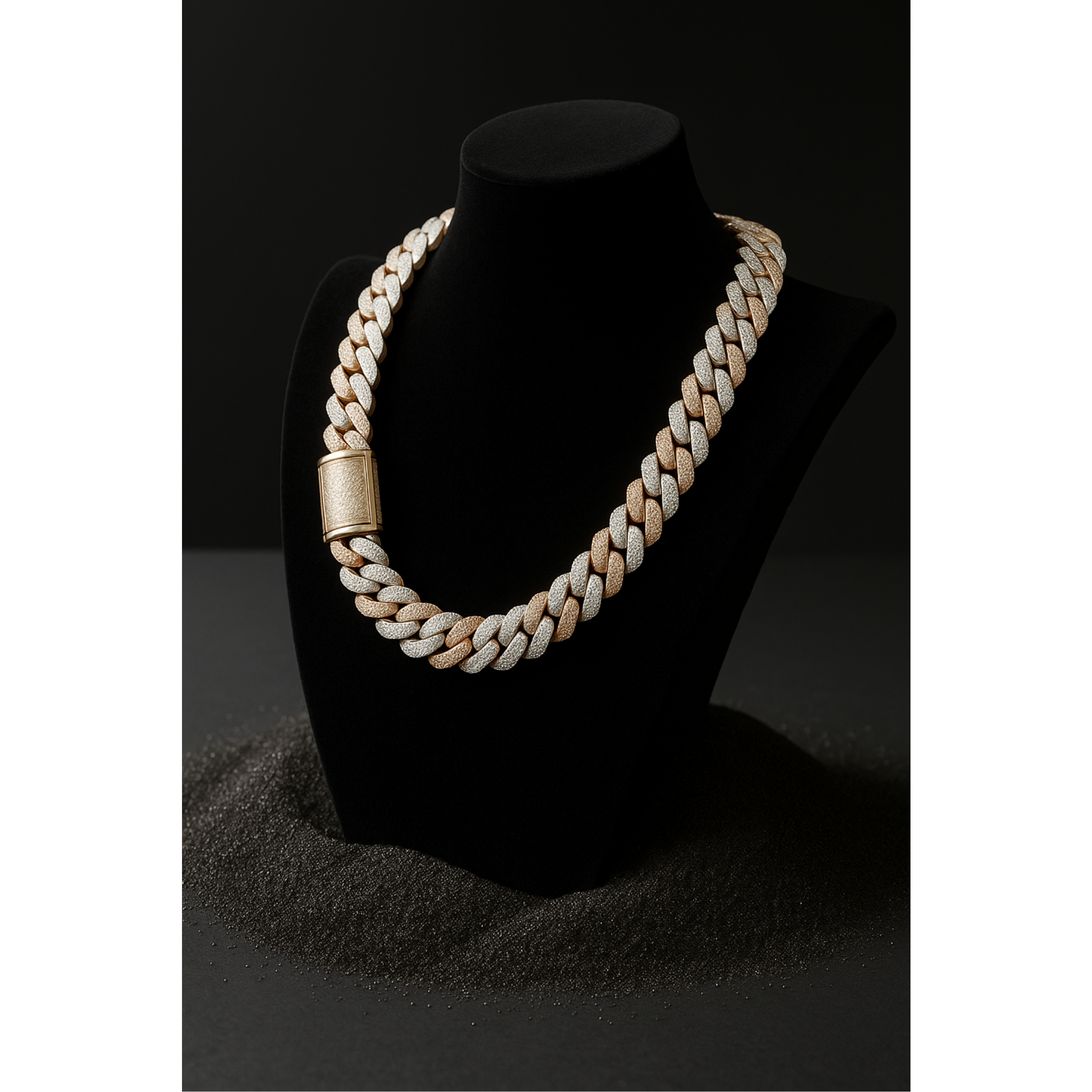 Round Cuban Duo Tone Mens Chains