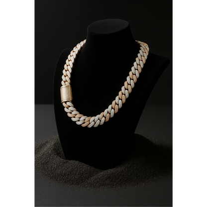 Round Cuban Duo Tone Mens Chains