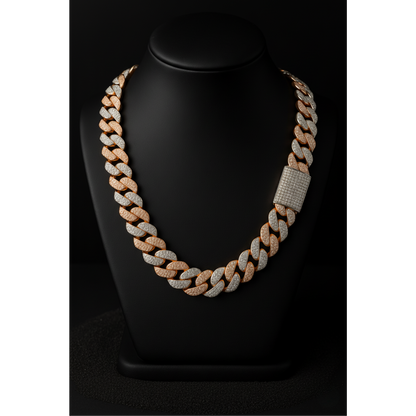 Round Cuban Duo Tone Mens Chains
