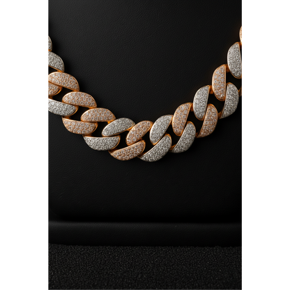 Round Cuban Duo Tone Mens Chains