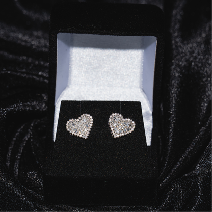 Heart Earrings With Baguette