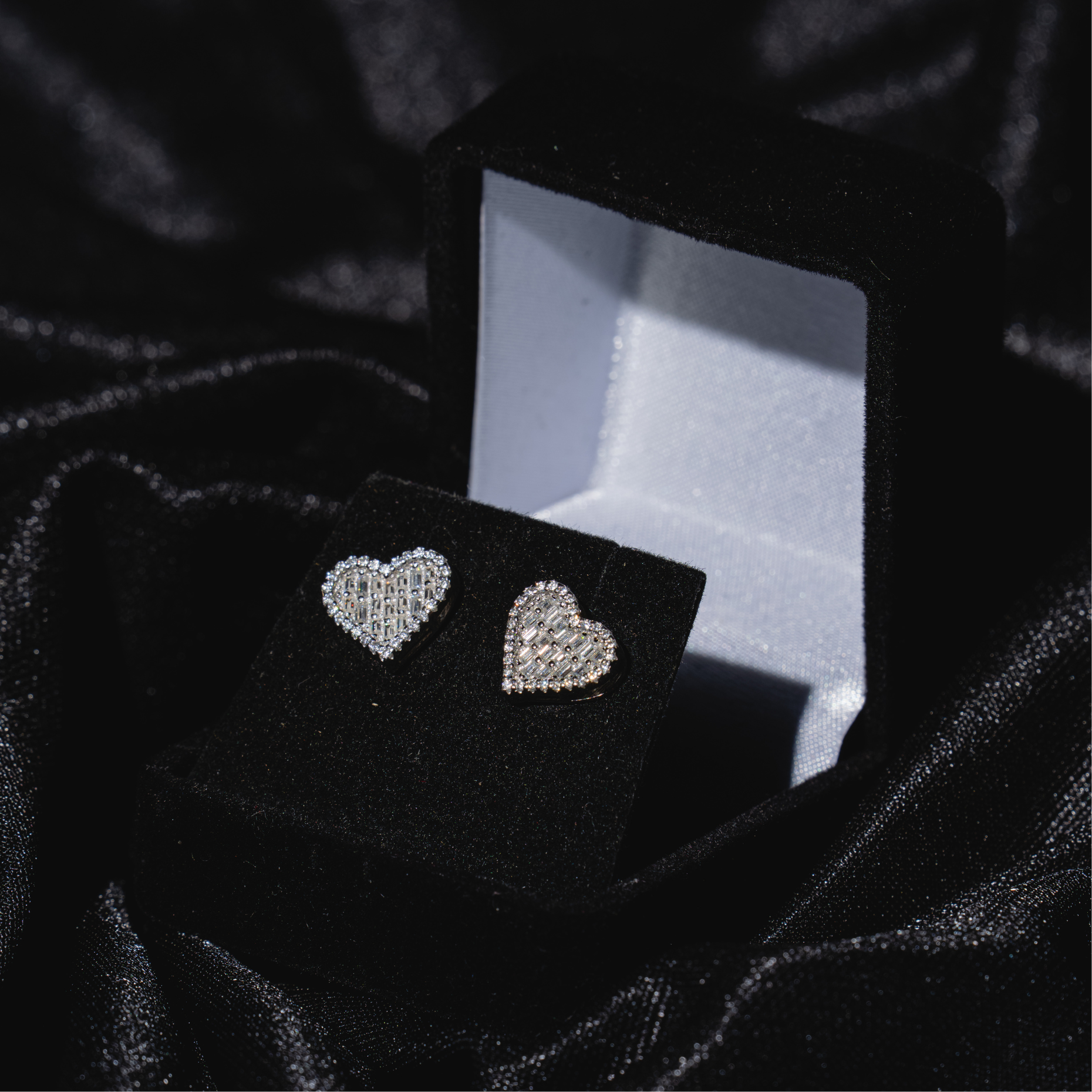 Heart Earrings With Baguette